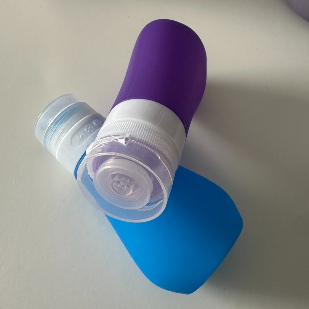 Set of 2 3 fl oz Silicone Travel Bottle Blue / Purple - Equate